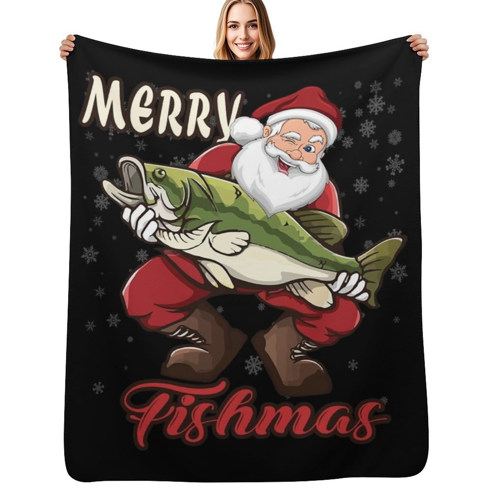 3D Printing Xmas Ideas - Merry Fishmas - Selimut Flanel Motif