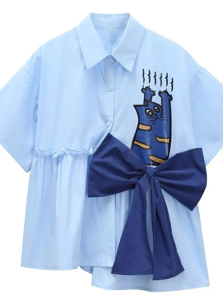 3D Printing Drawing - Zoki 3D Bow Cute Shirt Wanita