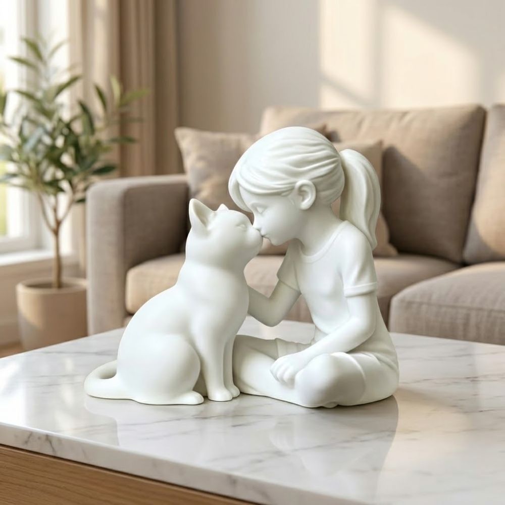 3D Printing Mockup - Patung Gadis dan Kucing Cetak 3D,
