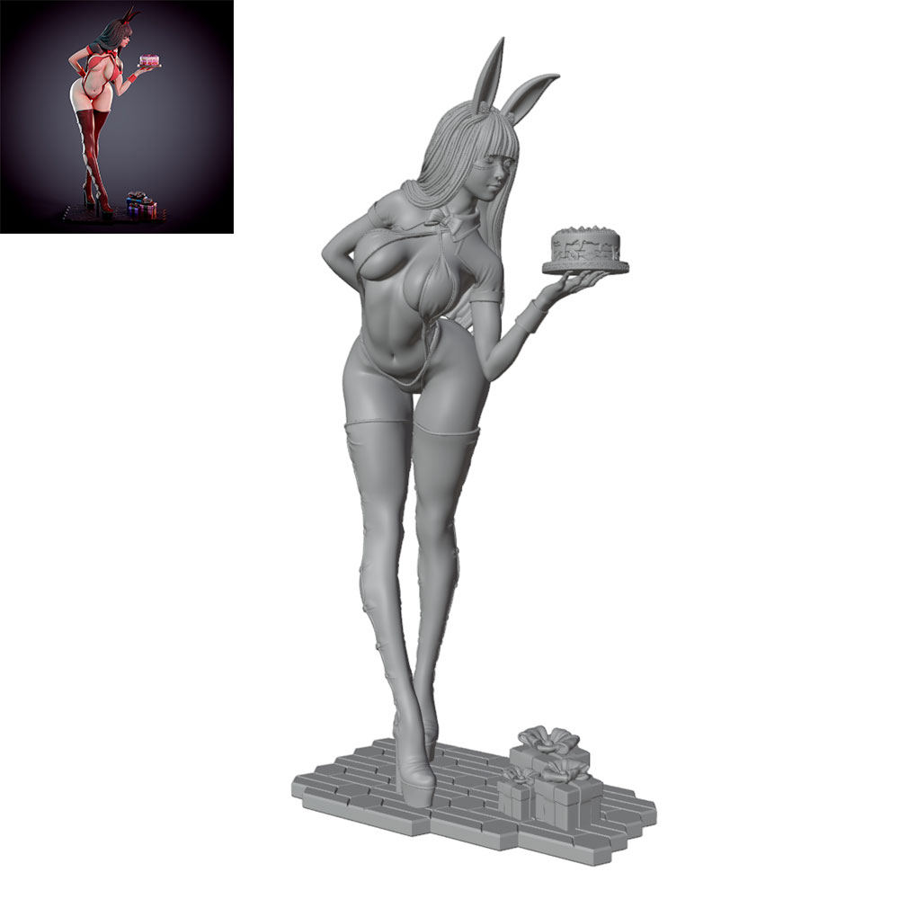 3D Printing App - 1/24/12/6 Karakter Gadis Kelinci Bertema Pesta