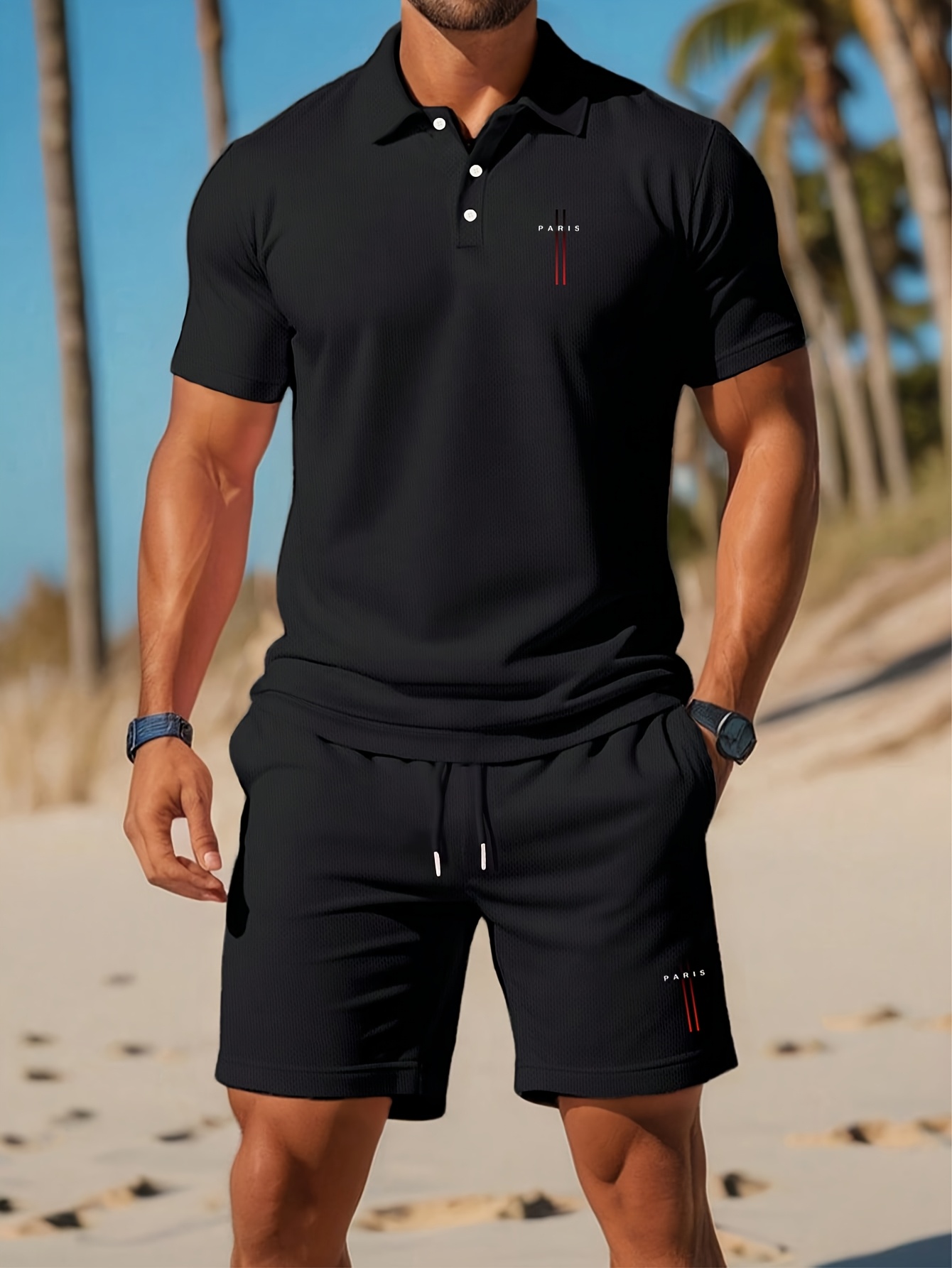 Set Kaos Polo Pria Musim Panas - 3D Printing Drawing ulasan dan harga