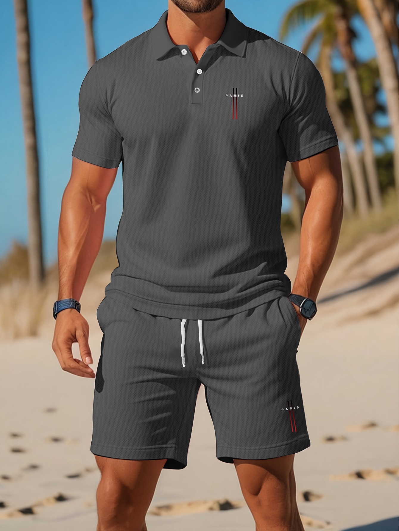 Set Kaos Polo Pria Musim Panas - 3D Printing Drawing ulasan dan harga