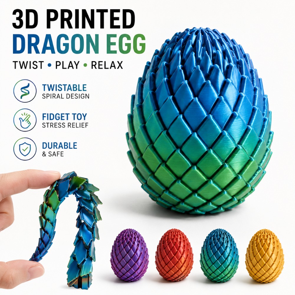 Mainan Telur Naga Putar 3D Pri - 3D Printing Egg ulasan dan harga